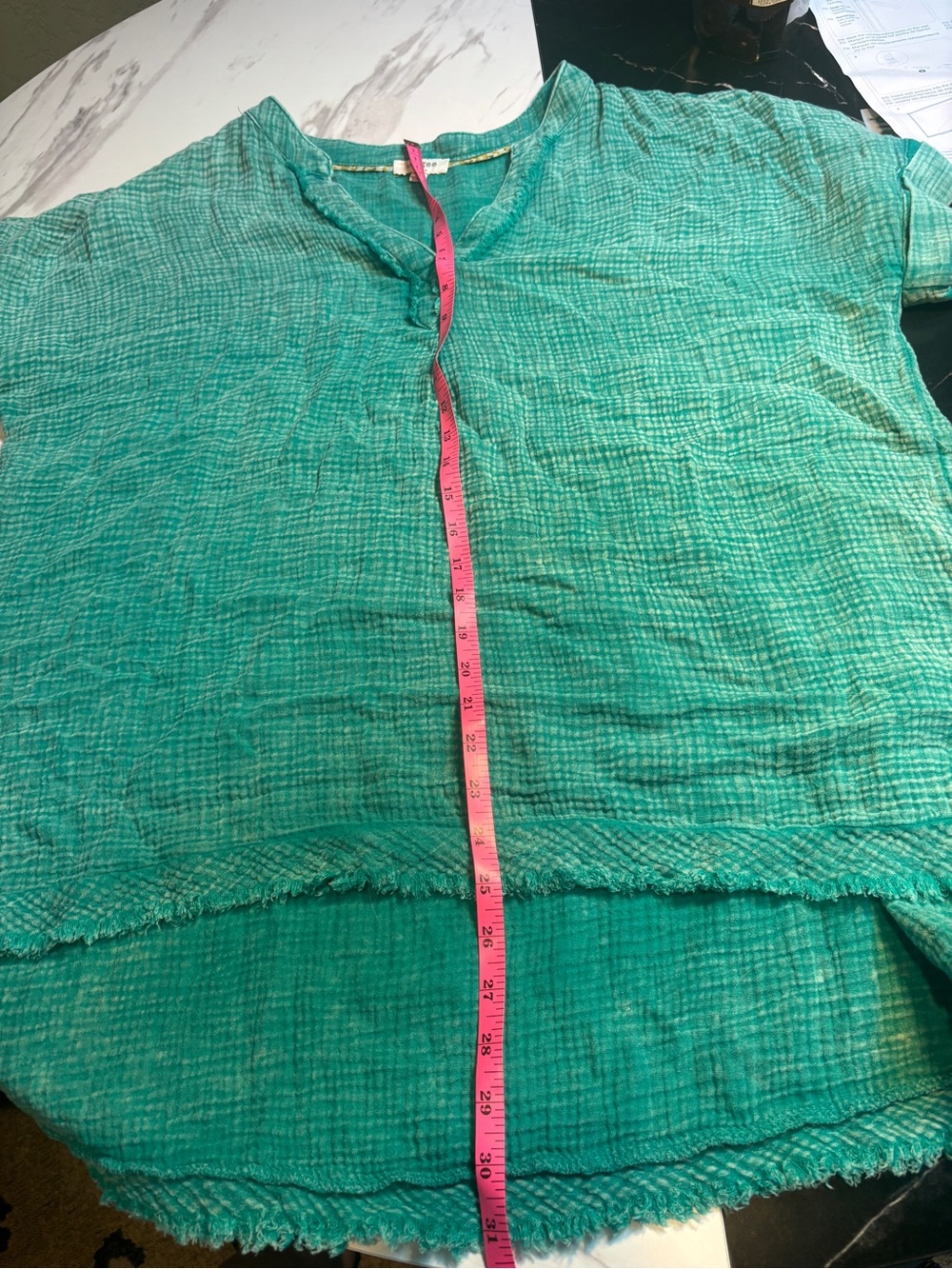 Umgee Teal - Green 100% Cotton Gauze Tunic Top
